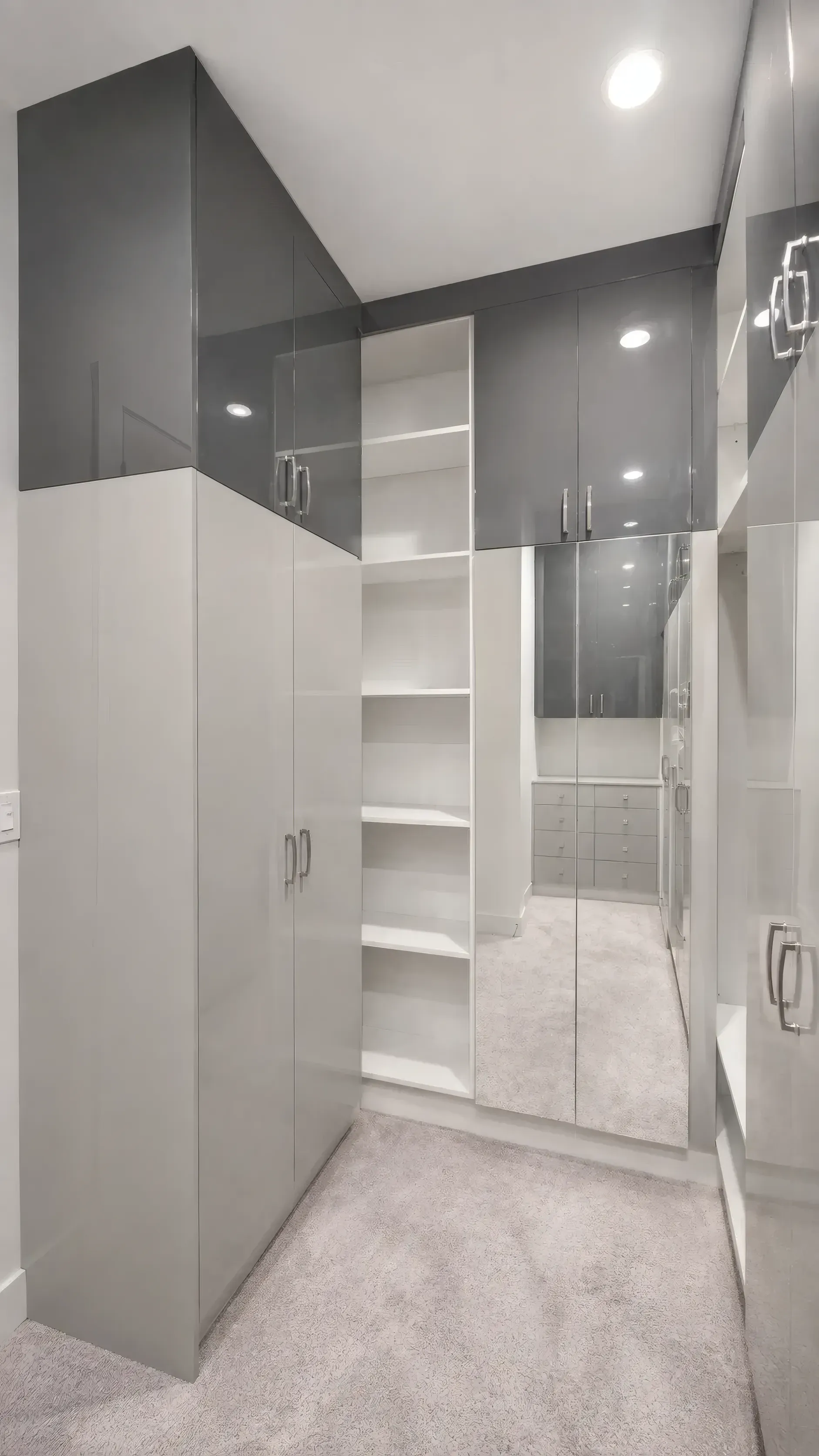 Mirrored Graphite Walk-In Closet