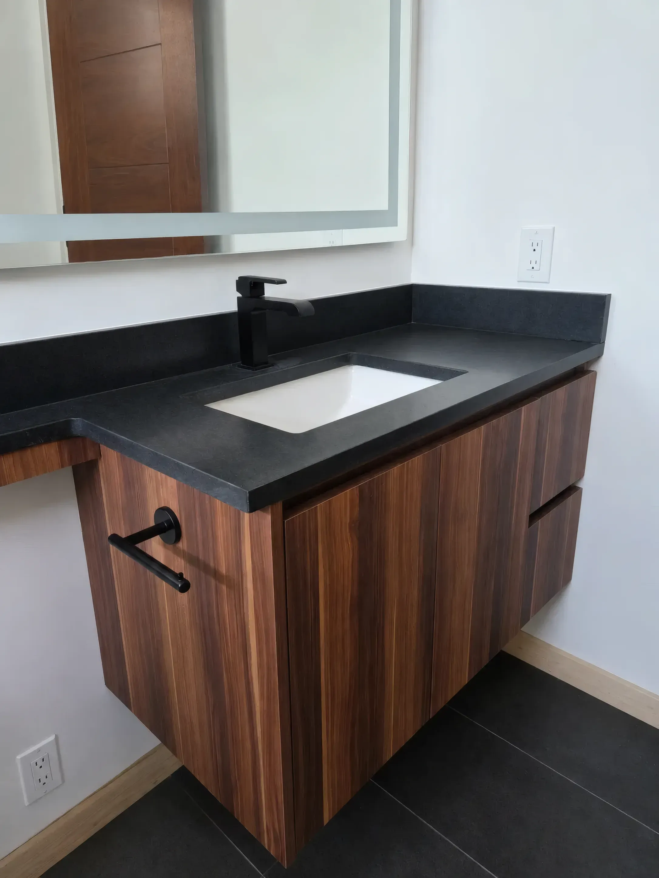 Modern Walnut Floating Vanity, view 2