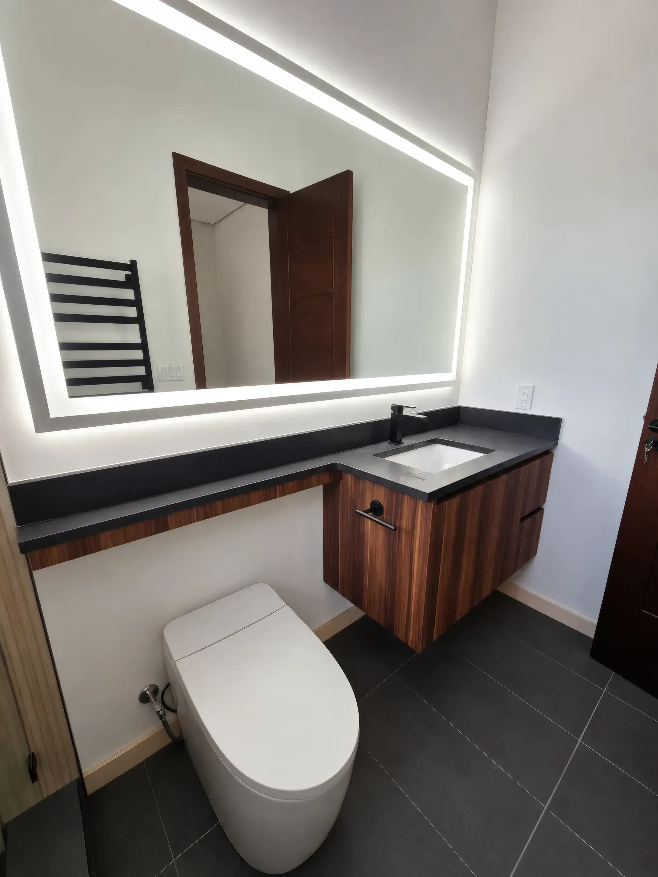 Modern Walnut Floating Vanity, view 3