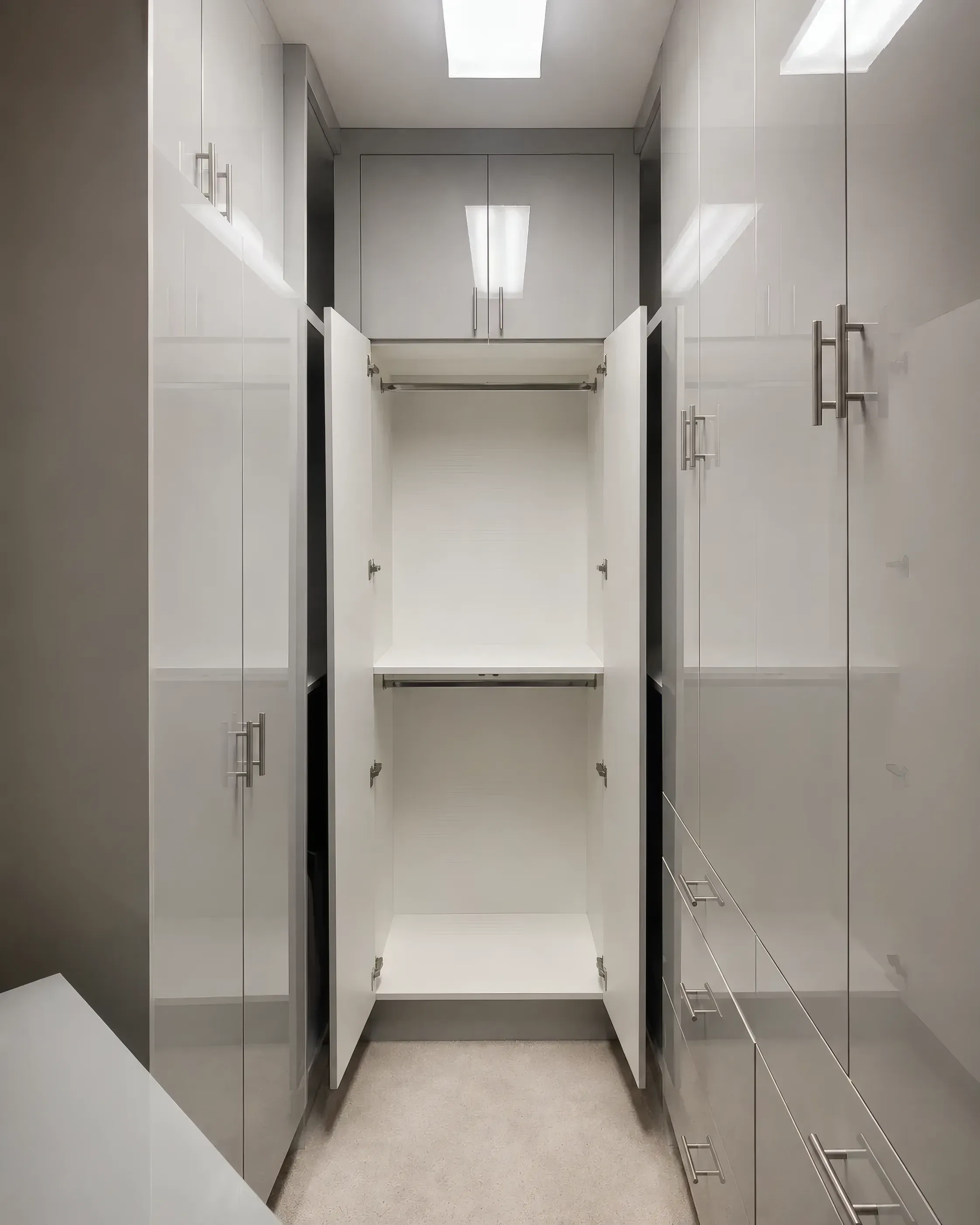 Polished Gray Walk-In Closet, view 3