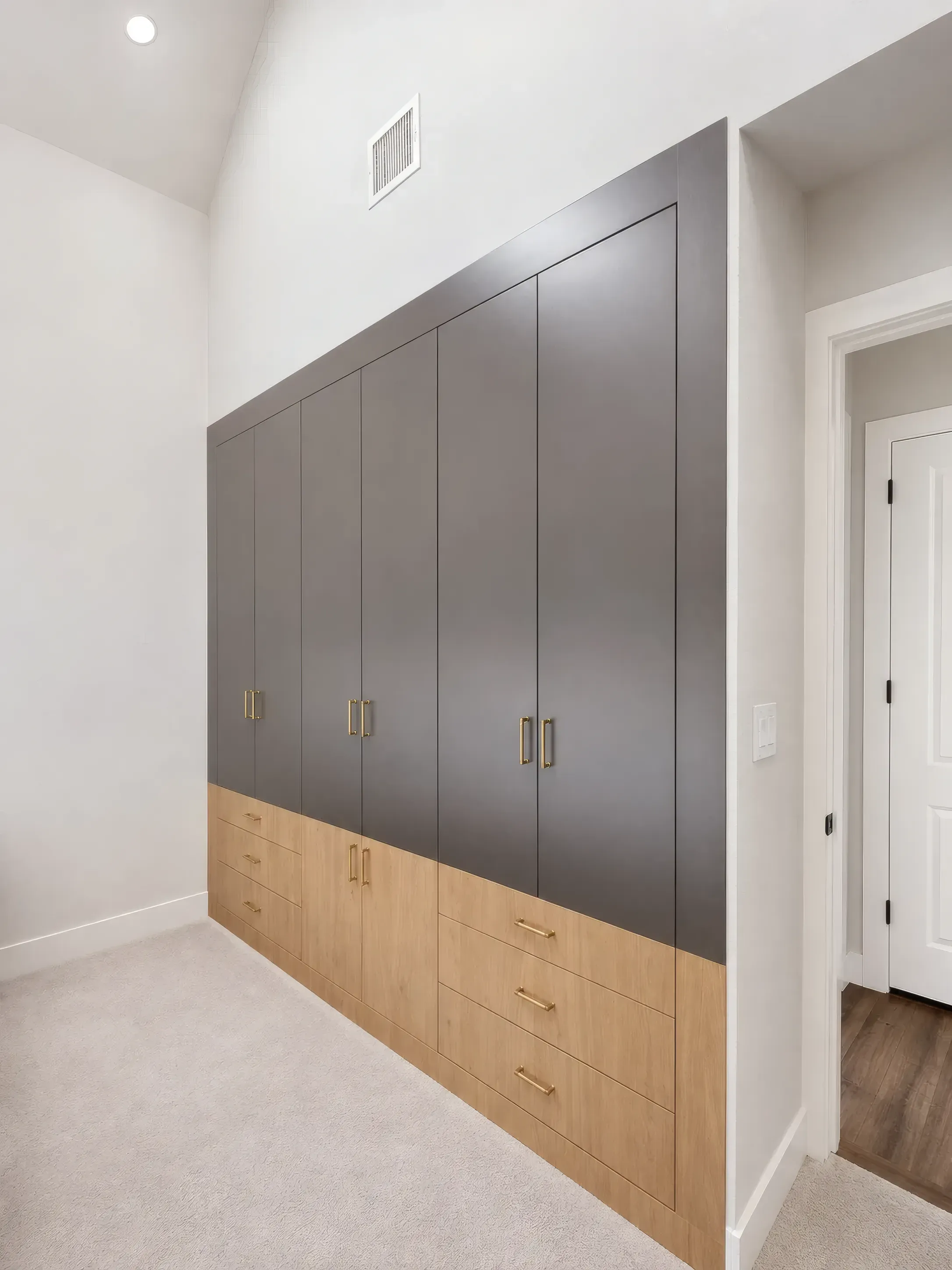 Oak and Charcoal Wardrobe Wall